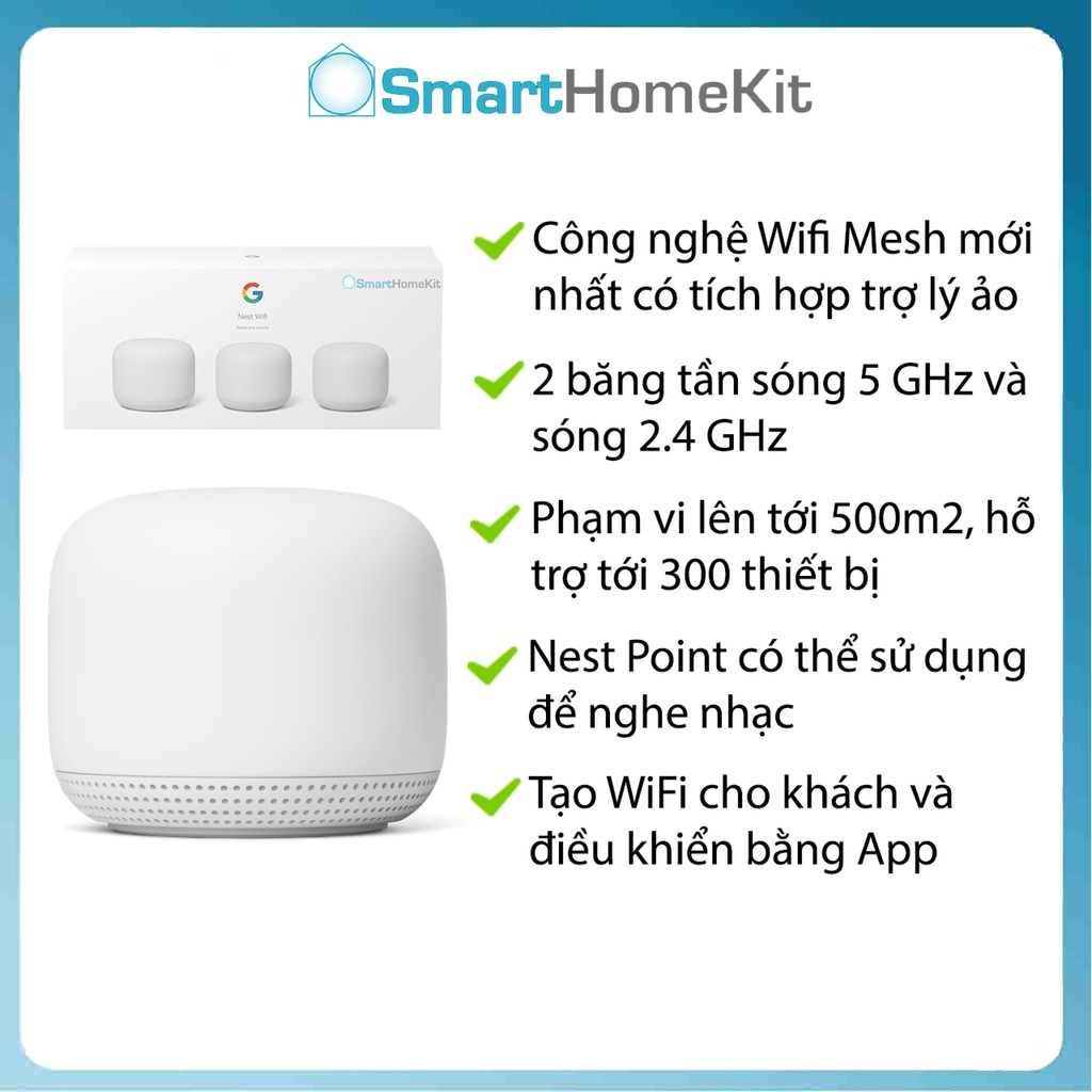 Google Nest Wifi (gen 2) – Thiết bị kích Mesh Wifi cao cấp, tích hợp loa thông minh Google