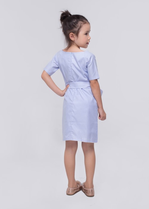 Đầm cổ thuyền thắt lưng eo thời trang Jadiny màu xanh biển cho bé gái