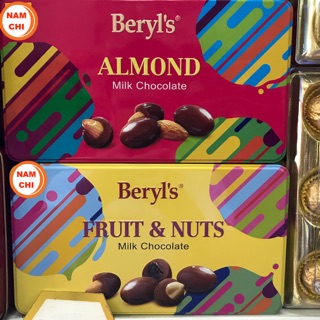 Socola Beryl's 2 Mùi Hạnh Nhân Hồng Vàng Trái Cây Nhập Khẩu Malaysia Hộp Thiếc