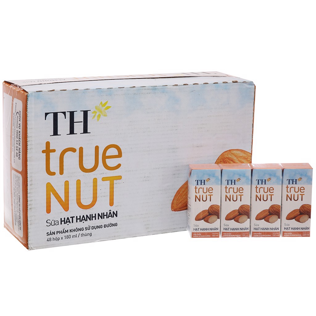 Thùng 48 hộp sữa hạt hạnh nhân TH True Milk 180ml