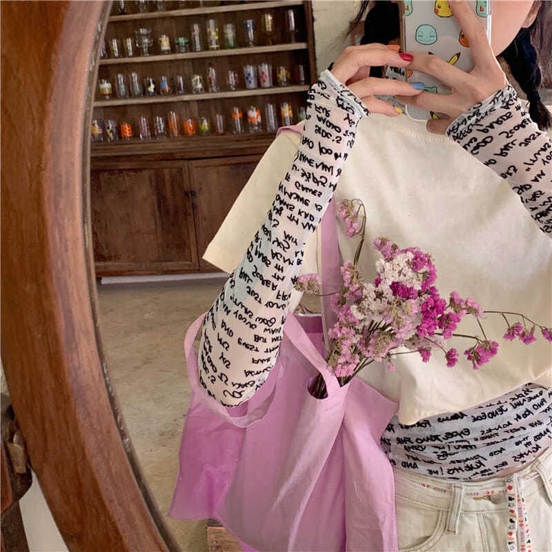 Áo Thun Mỏng Tay Dài Nhiều Lớp In Chữ Chống Nắng Mùa Hè Cho Nữ