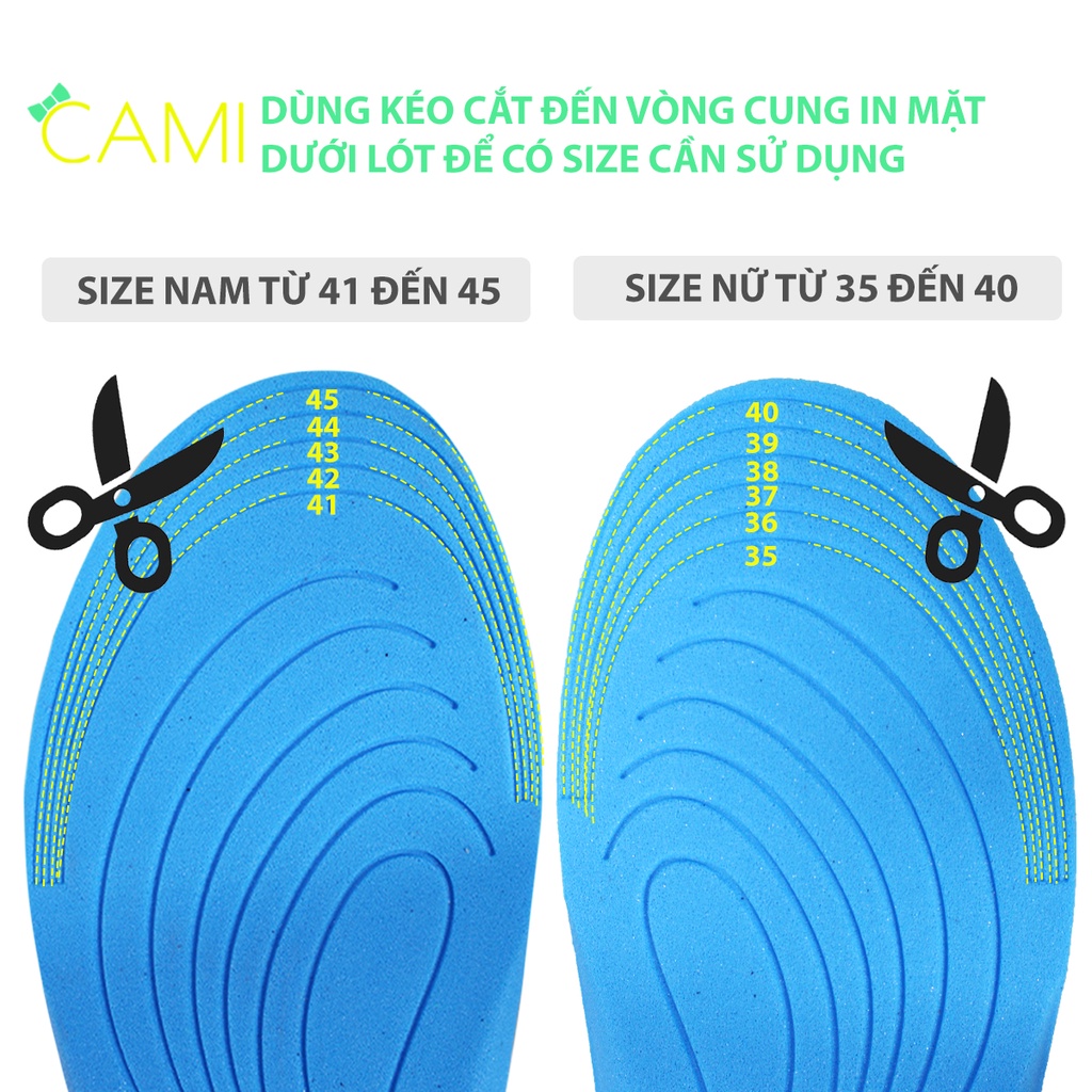 Lót giày thể thao sneaker thấm hủ mồ hôi, thoái khí, có hạt lồi giúp êm chân và massage lòng bạn chân - Cami - CMPK228