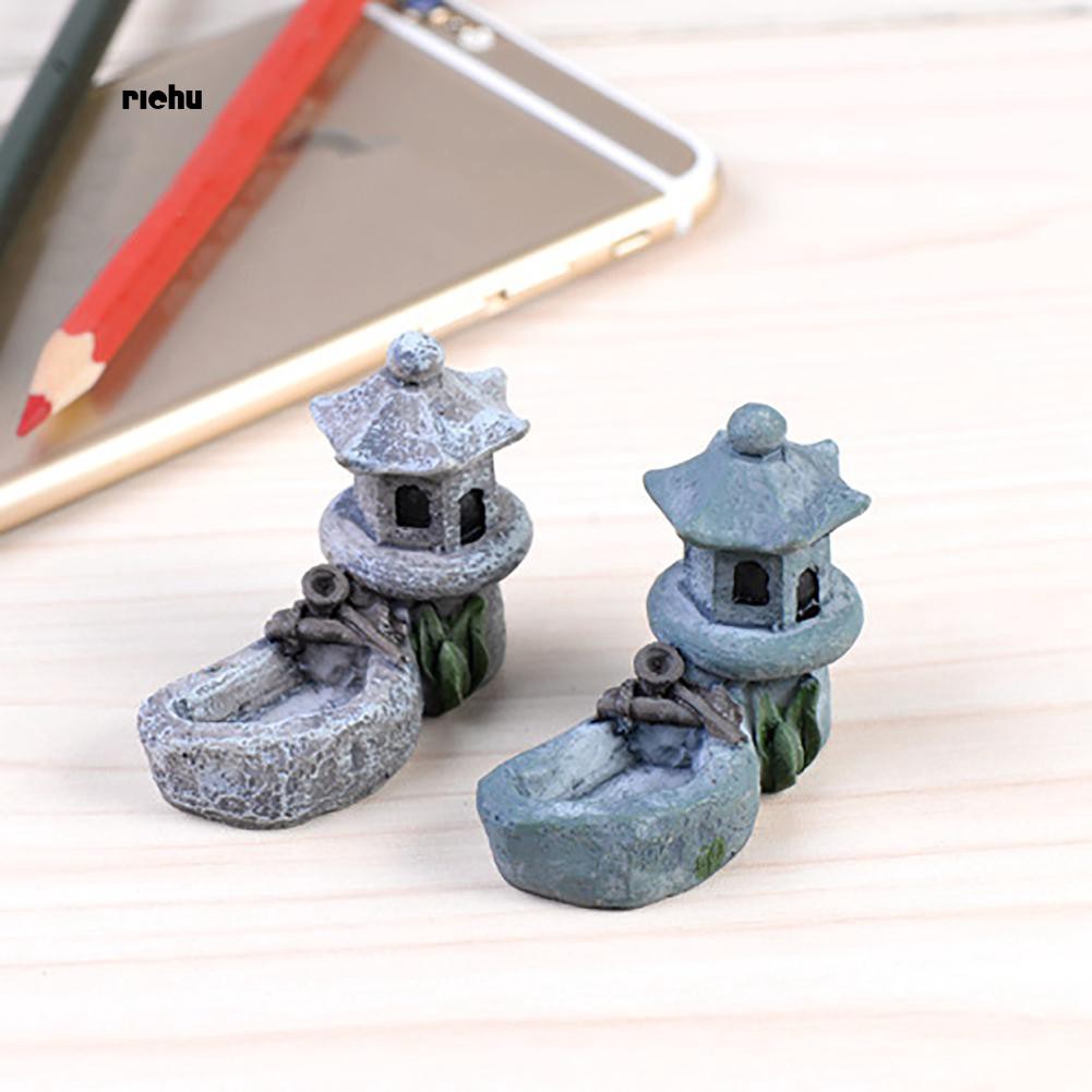 Đồ trang trí Tòa Tháp Và Hồ Bơi Mini Bằng Nhựa Resin Dùng Để Trang Trí Tiểu C