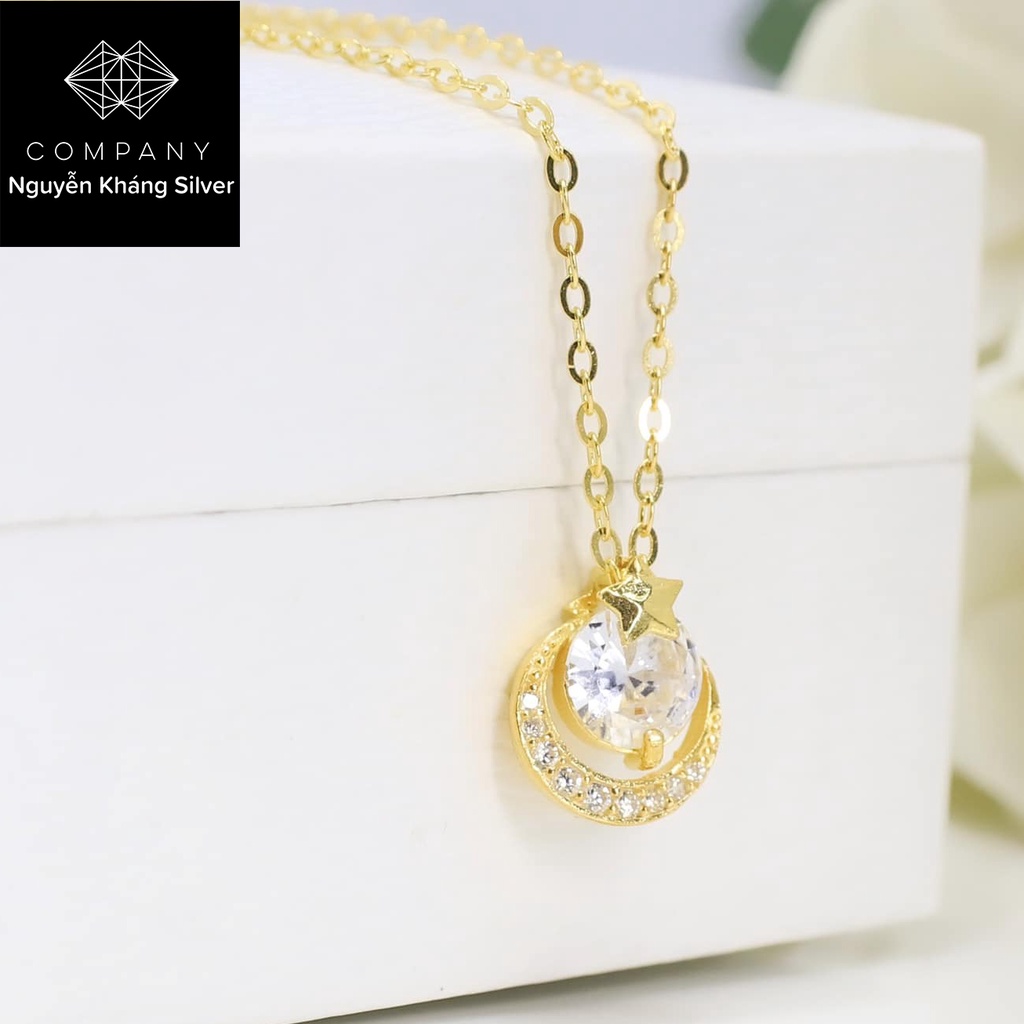 DÂY CHUYỀN NỮ BẠC TA, HÌNH TRĂNG SAO, ĐÁ TRẮNG, BẠC NGUYỄN KHÁNG