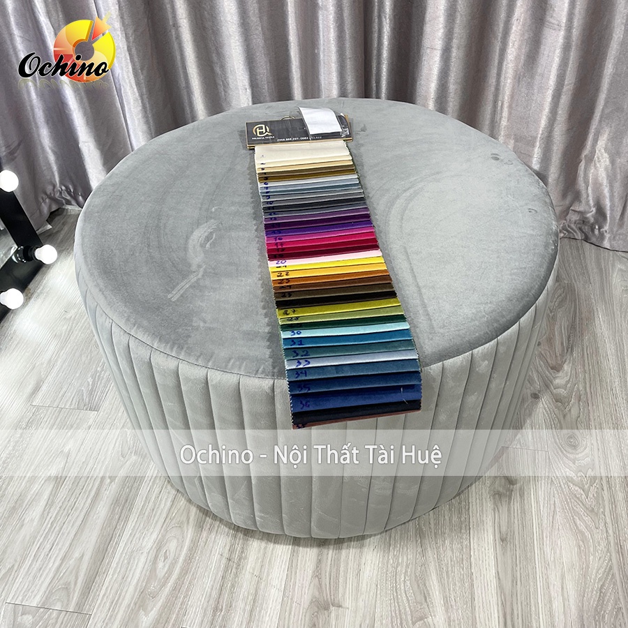 Đôn Tròn, Đôn Nỉ Tròn Sofa, Ghế Đôn Xếp Ly Cách Điệu Đường Kính 1m ( Đủ màu)