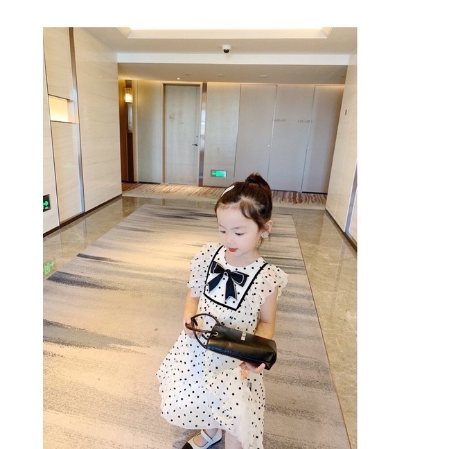 Váy bé gái, vây voan chấm bi kèm nơ siêu xinh cho bé, váy voan cánh tiên bé gái