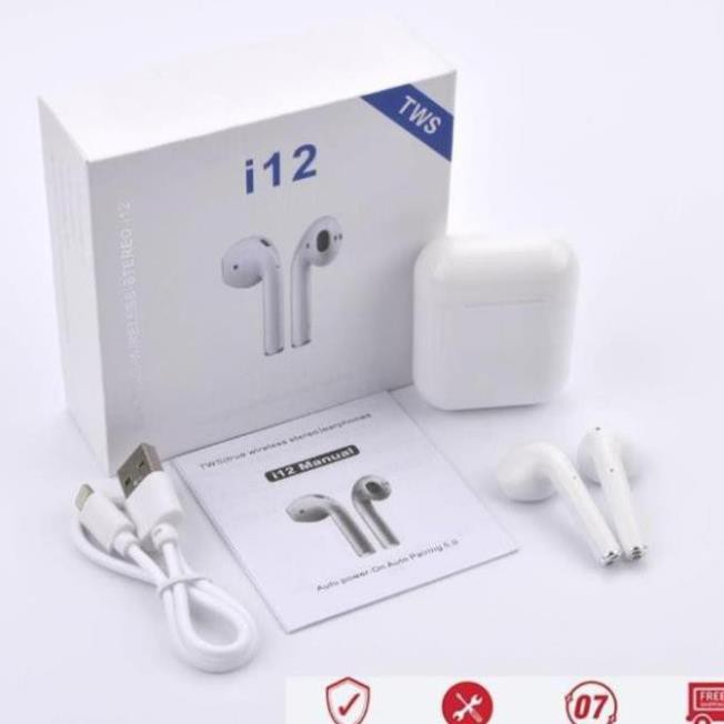 Tai nghe không dây - Tai Nghe bluetooth  Airpods TWS i12 thế hệ mới -  Kết nối không dây- Dùng nhiều dòng điện thoại