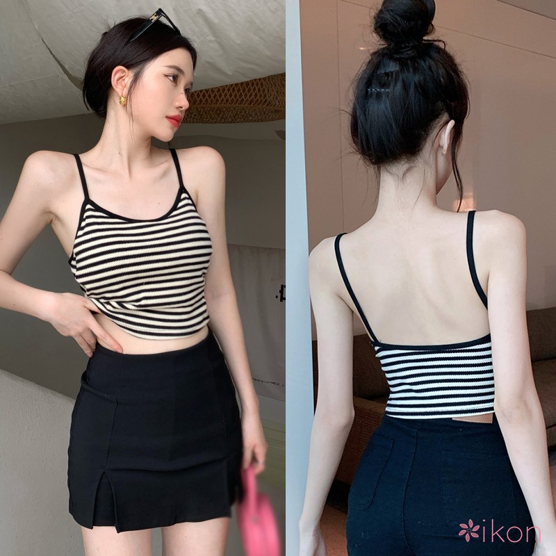 Áo Hai Dây Dáng Ôm Kẻ Sọc Hở Lưng Quyến Rũ Thời Trang Cho Nữ