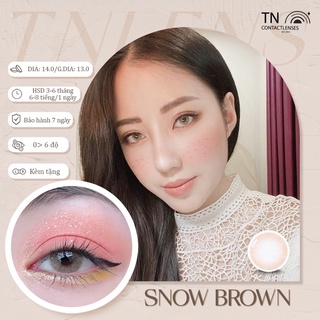 Kính áp tròng Snow Brown nâu sáng tây 14.0 - Độ cận 0->6 - HSD 6 tháng
