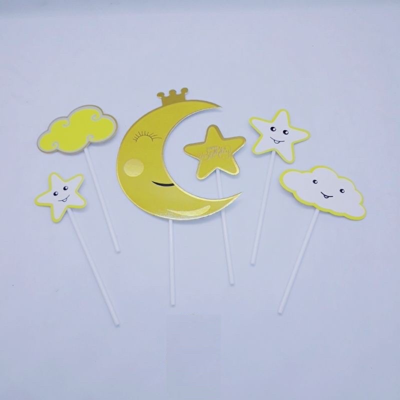 Cắm trăng sao mây trang trí bánh kem
