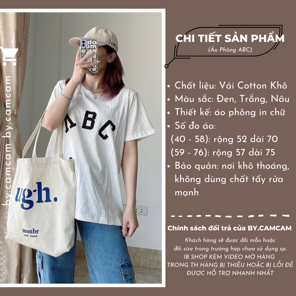 Áo Phông ABC, Áo Phông Unisex Nam Nữ Hot Trend 𝘽𝙮.𝘾𝙖𝙢𝙘𝙖𝙢