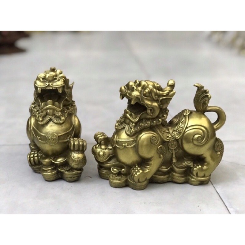 Cặp tỳ hưu như ý bằng đồng vàng nguyên chất, tỳ hưu đồng tỳ hưu tài lộc phong thủy