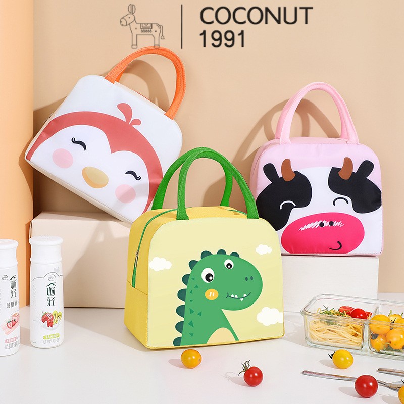 Túi đựng hộp cơm giữ nhiệt DINO 3 lớp lót cách nhiệt, chống thấm nước, hoạ tiết dễ thương