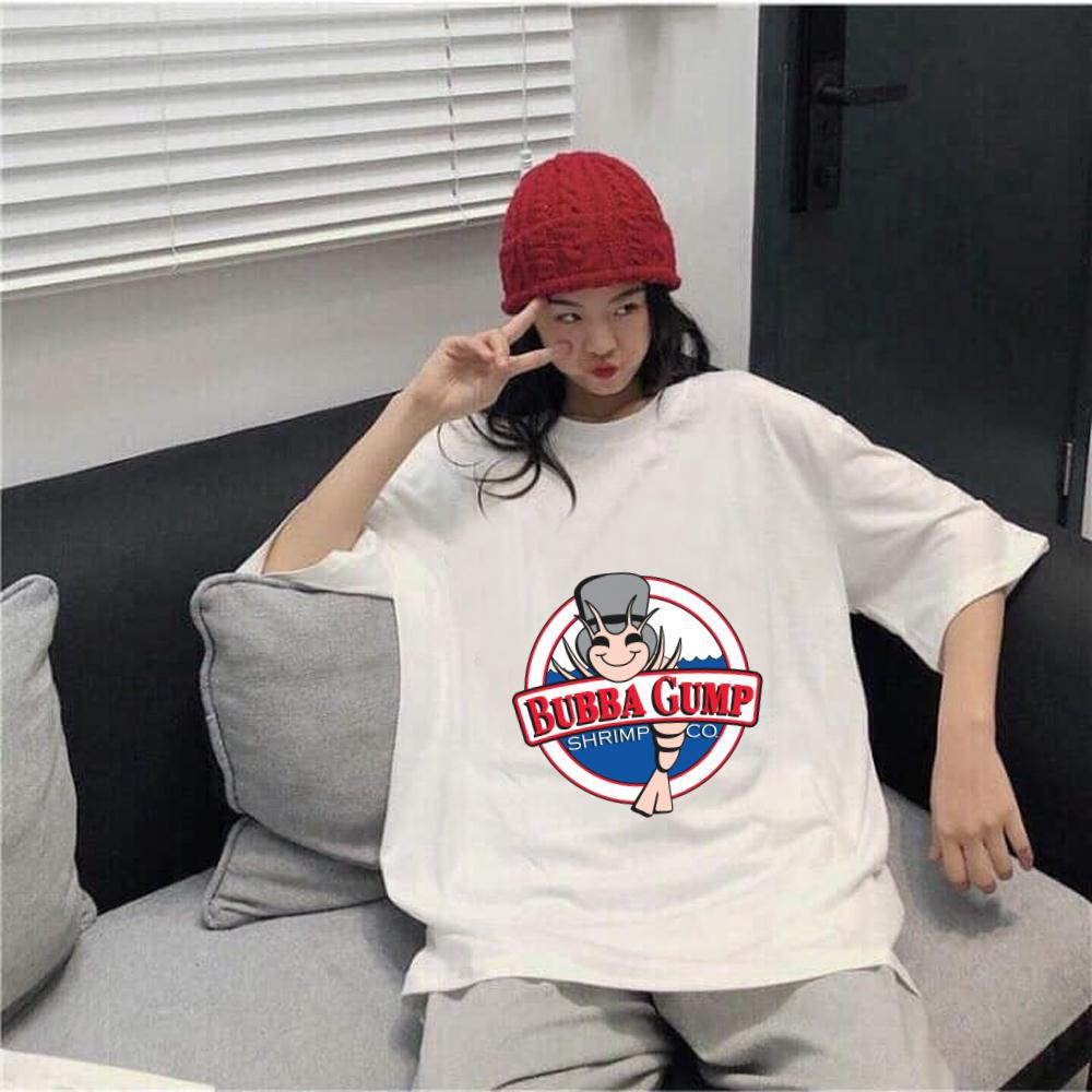 ÁO THUN AOMIVN Bubba Gump Shrimp20t4 TAY LỠ CÁ TÍNH PHÔNG IN PHONG CÁCH HÀN QUỐC AOMI DU LỊCH