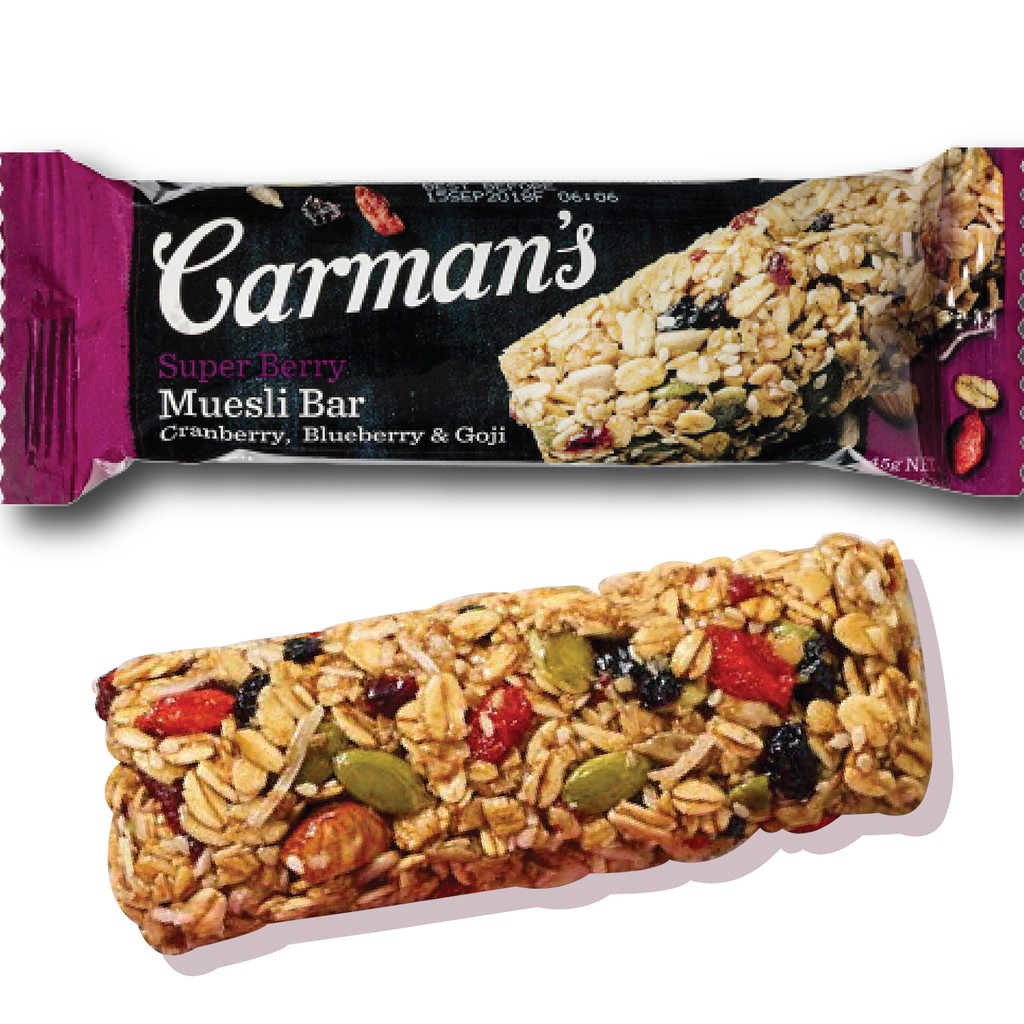 Thanh Ngũ Cốc Carman's Super Berry Muesli Bar Cranberry, Blueberry, Goji - 270g