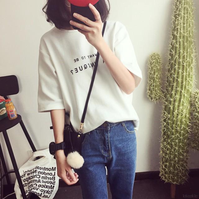 FREESHIP ĐƠN 99K_ Áo thun nữ tay ngắn in chữ trẻ trung thời trang Hàn Quốc
