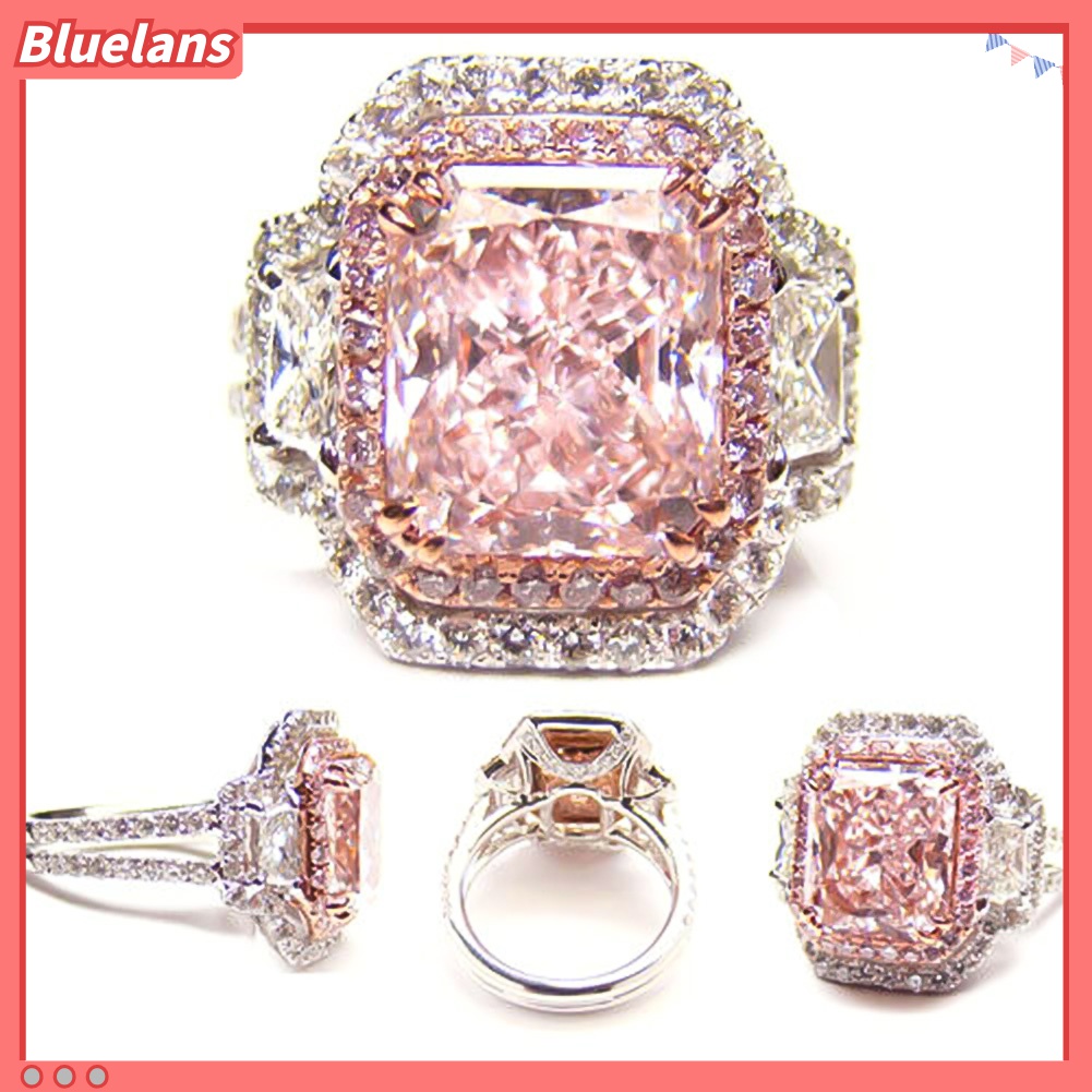 Nhẫn Đính Hôn Đính Đá Zircon Hình Vuông Đơn Giản 48h