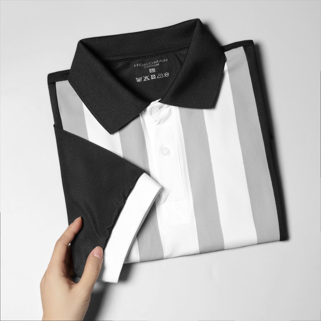 Áo thun polo nam, áo thun cá sấu phối sọc đứng thời trang nam - HK219