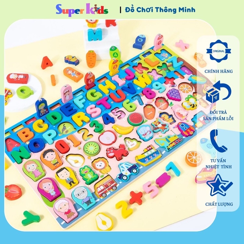 Bộ Đồ Chơi Câu Cá Cho Bé 7 in 1 Giúp bé phát triển trí thông minh chất liệu Gỗ tự nhiên an toàn cho trẻ