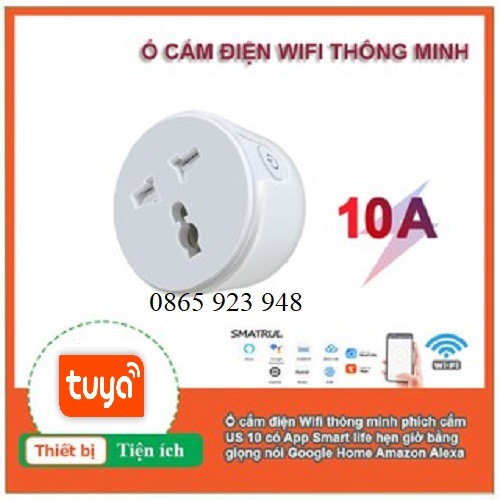 BH 6 tháng-Ổ cắm Wifi Tuya SmartLife 4 cổng độc lập 4 usb điều khiển từ xa qua phần mềm trên điện thoại và giọng nói