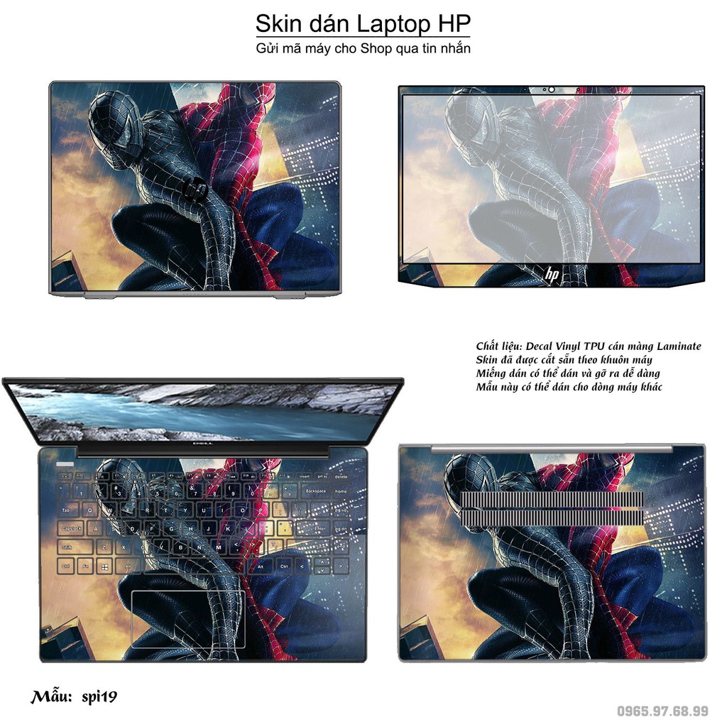 Skin dán Laptop HP in hình người nhện Spiderman (inbox mã máy cho Shop)