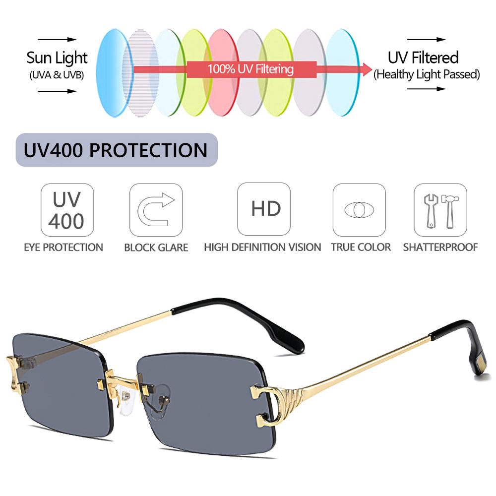 Kính Mát Gọng Chữ Nhật Trong Suốt Cổ Điển Cho Nam &amp; Nữ