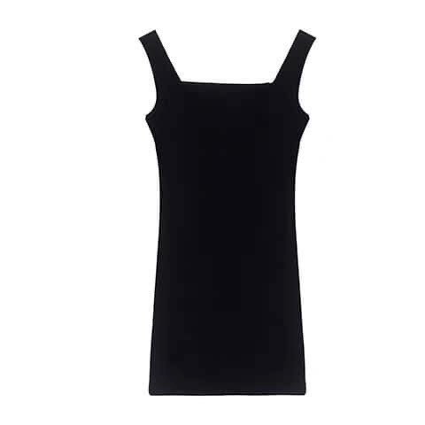 Váy Body 2 Dây Cổ Vuông PEONYB Nữ [FREESHIP] 🌸 Đầm dáng ôm, thun 2s bản to màu đen sexy cá tính Ulzzang HOT 🌸