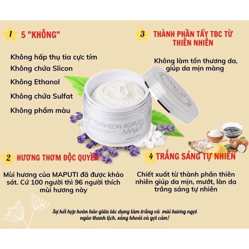 Kem ủ trắng tẩy tế bào chết cho face và body Maputi Scrub