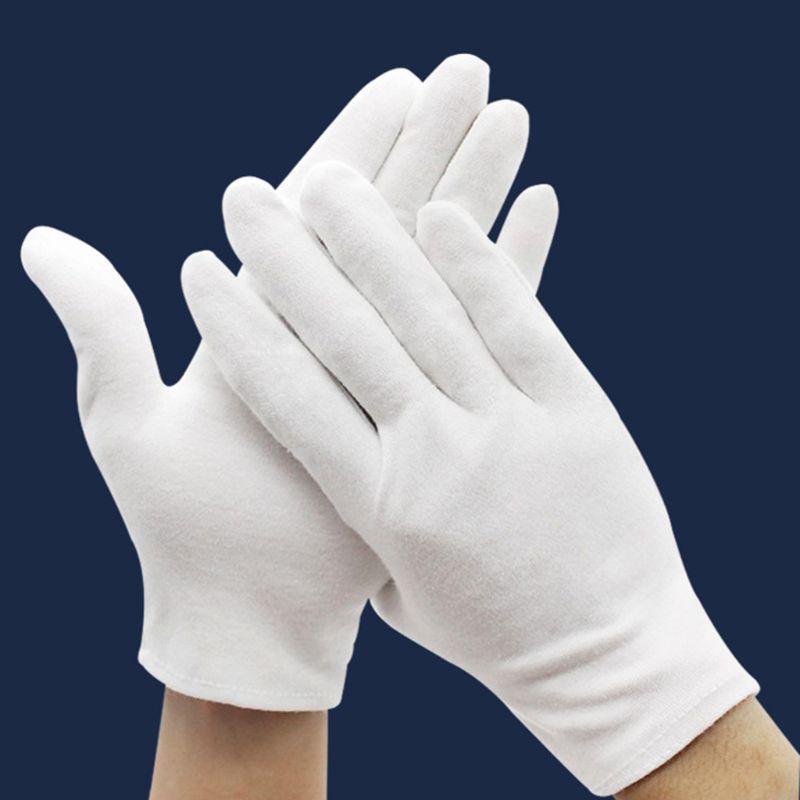 Set 3 đôi găng tay cotton phục vụ niêm cất vệ sinh kiểm tra trang sức bạc giữ khô tay màu trắng dành cho cả nam và nữ