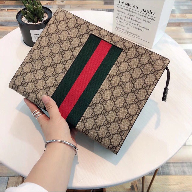 [Ảnh thật] Ví CLUTCH cầm tay GUCCI SUPER VIP‼️fullbox, card, túi vải GUCCI hoạ tiết logo GG