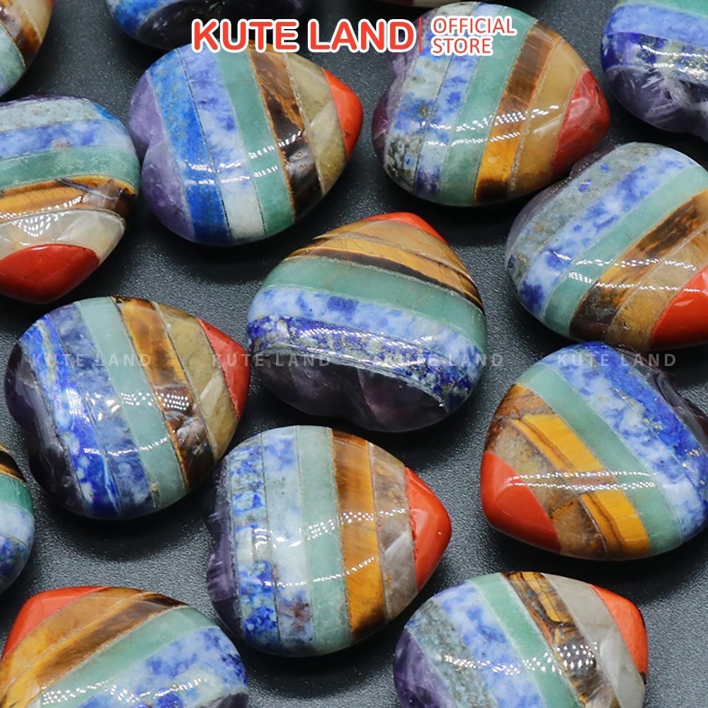 Đá Thanh Tẩy Hình Trái Tim Chakra 7 Loại Đá 3 Cm DA71