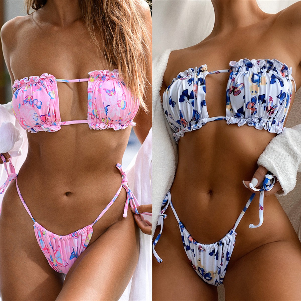 BUTTERFLY Bikini In Hình Bướm Màu Hồng / Trắng
