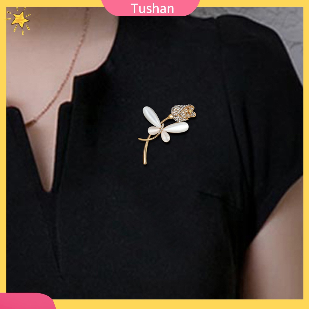 Ghim Cài Áo Hình Chuồn Chuồn Đính Đá Và Ngọc Trai Giả Xinh Xắn
