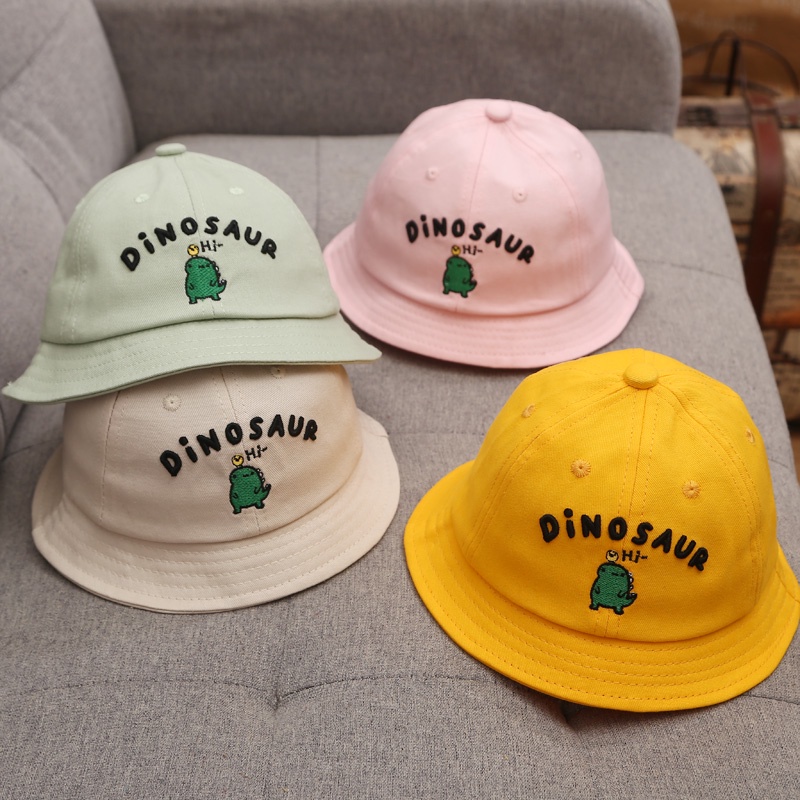 Mũ Tai Bèo Vải Cotton Mỏng In Hình Khủng Long Dễ Thương Thời Trang Mùa Hè Cho Bé Từ 1-2 Tuổi