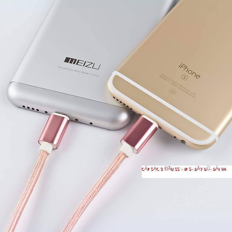 💘CÁP SẠC 2 ĐẦU SS - IP 5- DÂY DÙ- DÀI 1M