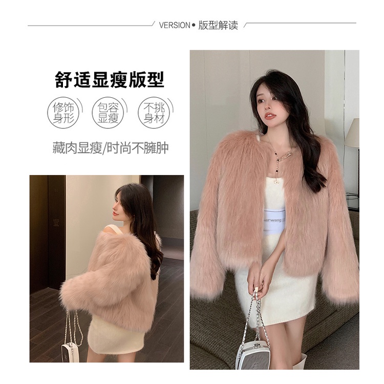 Áo Khoác Lông Cáo Nhân Tạo Dáng Ngắn Thời Trang Mùa Đông 2022