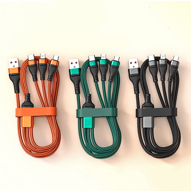 Dây Cáp Sạc Truyền Dữ Liệu Micro USB Type C 100W 3 Trong 1 Cho Điện Thoại iPhone 13 Pro Xiaomi Huawei 6A