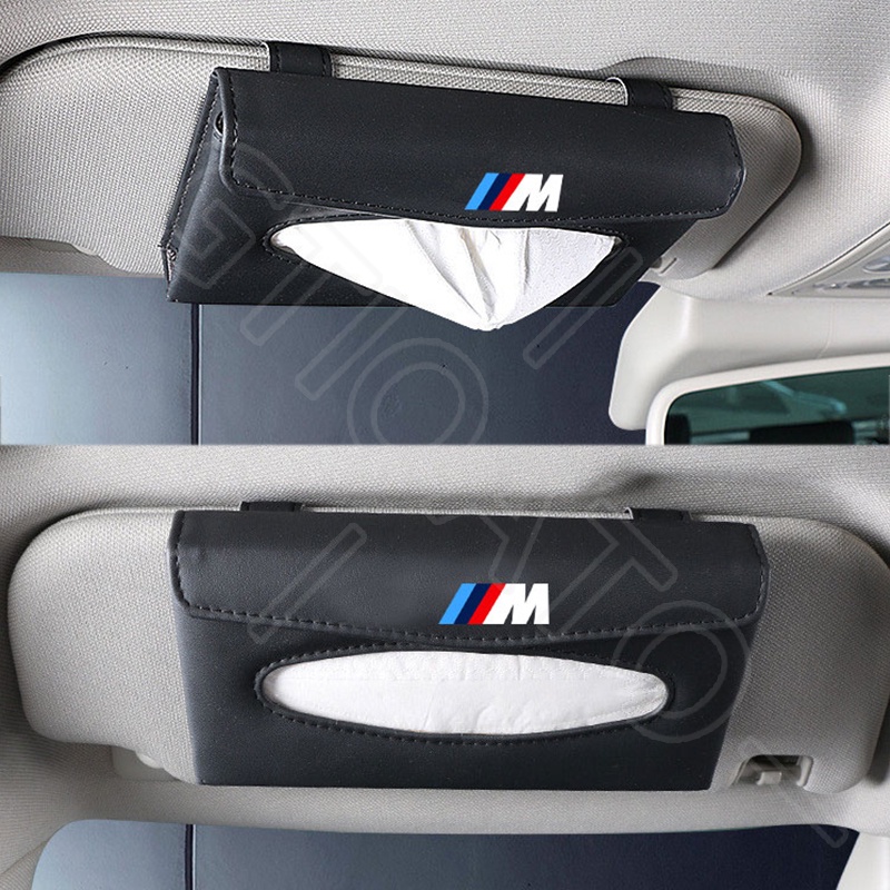 GTIOATO Cho BMW M Hộp Đựng Khăn Giấy Ô Tô Tấm Che Nắng Ô Tô Da HộP ĐựNg GiấY TrêN Xe Ô Tô HộP ĐựNg GiấY ĂN TrêN Ô Tô Hộp Khăn Giấy Ô Tô Trang Trí NộI ThấT Ô Tô Cho BMW X4 E46 E90 F30 F10 1 X2 8 118I 320i M4 E60 218i X5 M3 318i X7