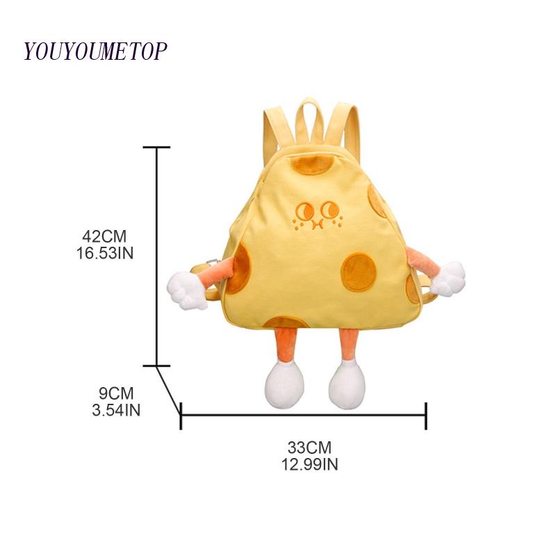 Youyo Ba Lô Đi Học Gắn Mặt Dây Hình Phô Mai Dễ Thương Thường Ngày Cho Bé Gái
