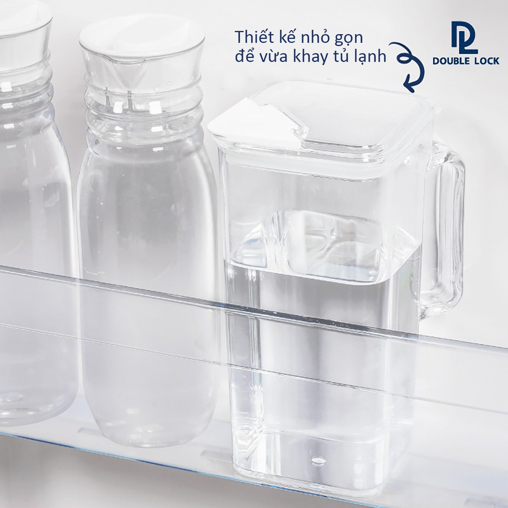 Bình đựng nước nhựa ACRYLIC JCJ DoubleLock cao cấp, dùng để bàn trà, văn phòng, phòng khách