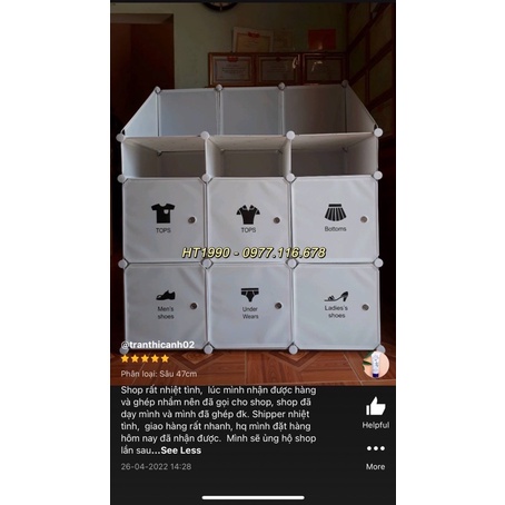 Tủ nhựa đựng quần áo LẮP GHÉP ĐA NĂNG ĐỂ ĐỒ CHO BÉ  6 Ô TO + 3 Ô NHỎ + 3 KỆ GÓC GIÁ RẺ