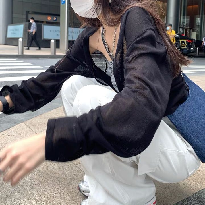 Bán Chạy!Áo Khoác Cardigan Dệt Kim Tay Dài Dáng Rộng Thoáng Khí Màu Trơn Thời Trang Mùa Hè Cho Nữ