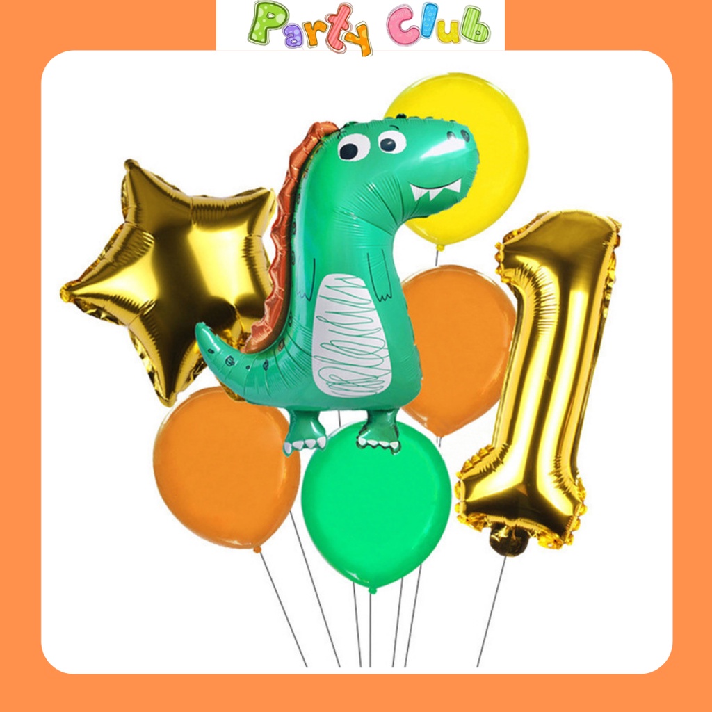 Set bóng khủng long kèm bóng số tuổi sinh nhật cho bé