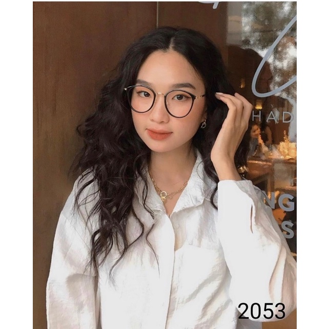 Kính không độ , gọng kính kim loại bầu tròn 2053 cao cấp Jolie eyewear