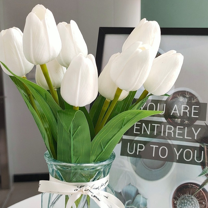 Set 10 Nhánh Hoa Tulip Giả Chất Liệu PU Dùng Để Trang Trí Nhà/Văn Phòng