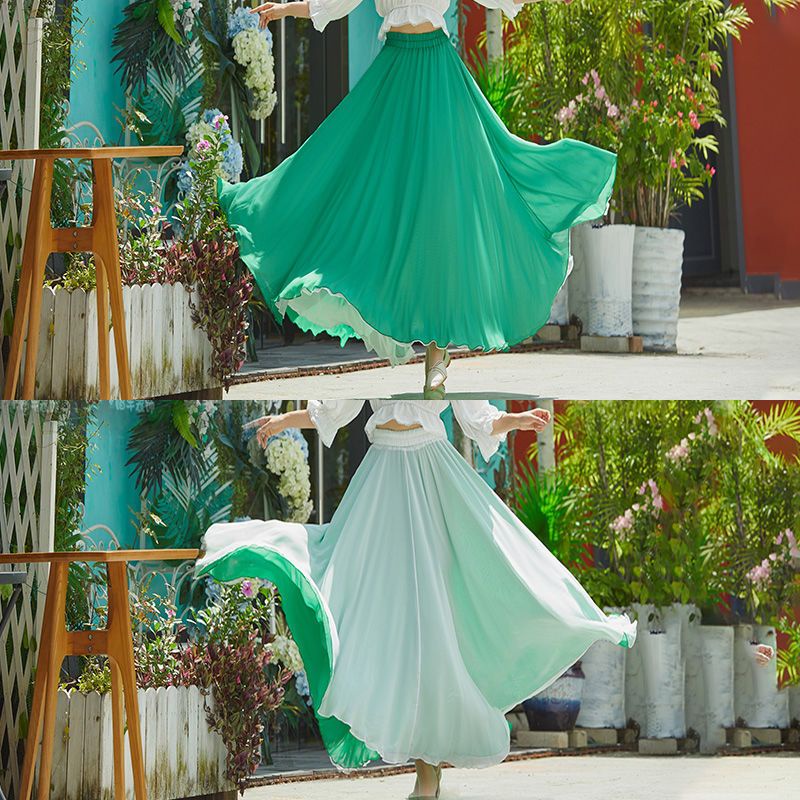 [M &amp; E] Chân Váy Voan Xòe Hai Mặt Màu Đỏ Đen 540 Độ Chất Lượng Cao Kích Thước Lớn 8m Dùng Để Múa