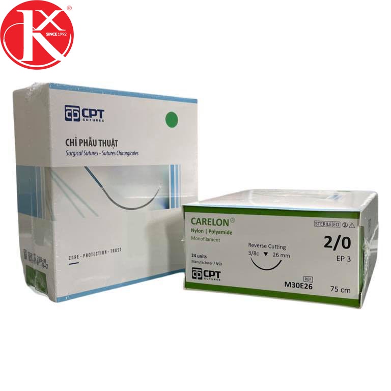 CHỈ PHẪU THUẬT KHÔNG TIÊU DÙNG TRONG THẨM MỸ CPT CARELON NYLON số 2/0 - M30E26