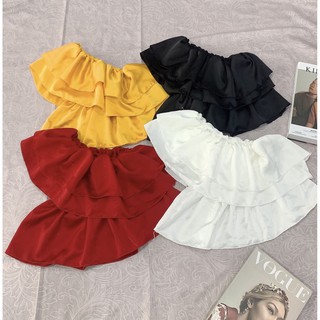 Áo kiểu lệch vai phân tâng cực xinh , chất phi lụa mềm mịn