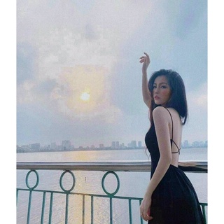 Maxi Đen 2 Dây Đan Chéo Lưng