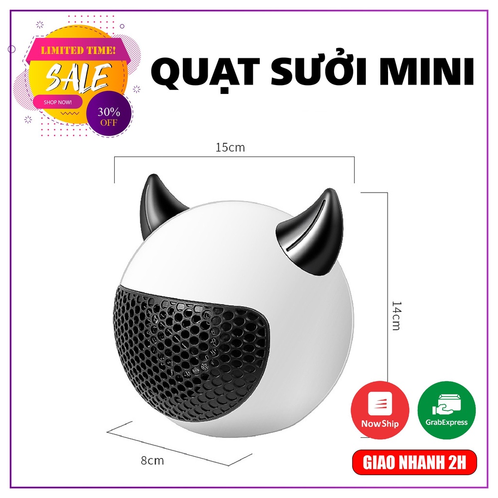 Quạt Sưởi Mini Để Bàn Hình Quỷ Nhỏ 500W  Chống Cháy Bỏng